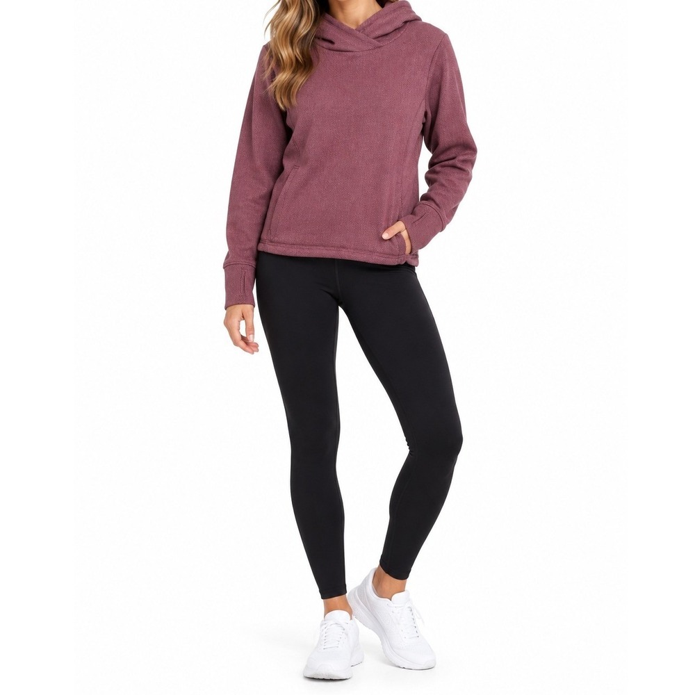 Champion C9 Hoodie Women Large Burgundy Herringbone Fleece Active Athleisure